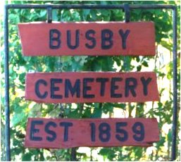 ew Busby Cemetry sign